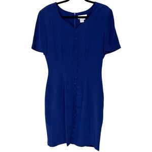 Nancy Crystal Vintage Blue purple silk Sheath dress Size 6